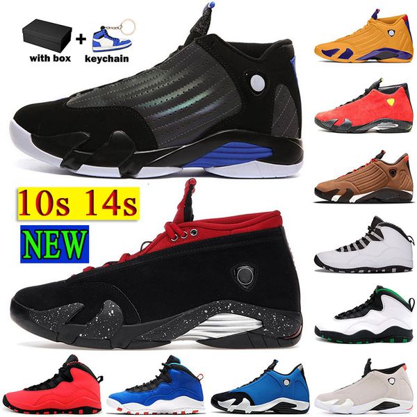 

new fashion reflective mens 14s basketball shoes authentic jumpman 10 10s 14 gym red lipstick suede dmp triple black with metallic gold snea, White;red