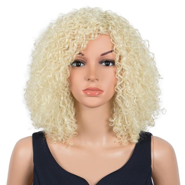 

synthetic wigs nature wig 14 inch afro kinky curly hair short bob for black women ombre 613 blonde african cosplay
