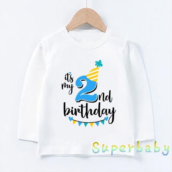 

children its my 1st 9th birthday number print t shirt baby boys girls cartoon funny kids long sleeve shirt,lkp2432, Blue