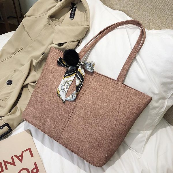 

evening bags fashion silk scarf canvas handbag casual large capacity shoulder bag women tote office worker shopping female 2021