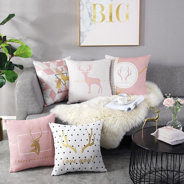 

cushion/decorative pillow european and american pink romantic series elk cushion sofa backrest square case chair throw pillows