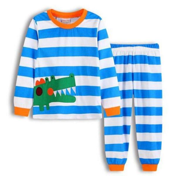 

pajamas boys girl sleepwear suits cotton long children clothes t-shirts pants 2-pieces sets kid pyjamas 2-7year, Blue;red