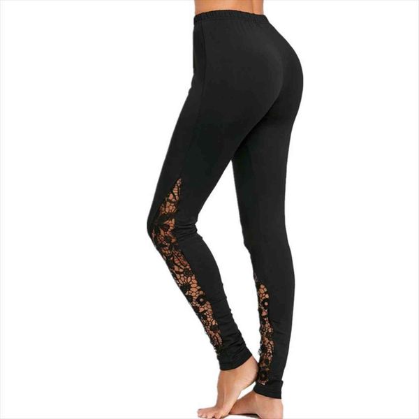 

summer fitness lace hollow women legging floral skinny black gym push up trousers pants