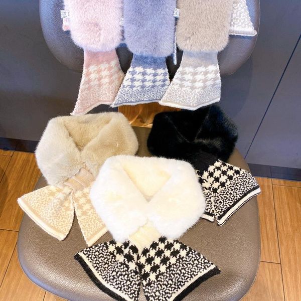 

scarves women's scarf winter ring solid color cross soft thick warm wool crochet korean style collar, Blue;gray