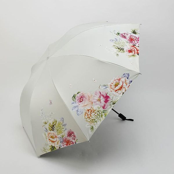 

umbrellas black plastic rain and dual-use umbrella sun protection tri-fold personality