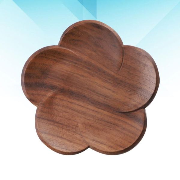 

mats & pads 1pc walnut wooden cup holder placemat stand heat insulation flower shape design for home restaurant