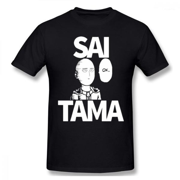 

men's t-shirts one punch man 2021 arrival t-shirt saitama ok crewneck cotton for men, White;black