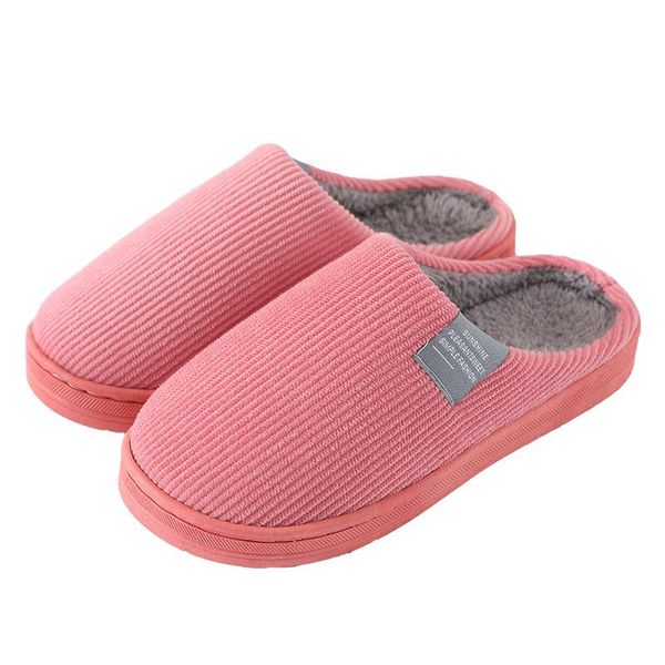 

slippers 2021 cotton men and women home autumn winter indoor warmth couple plush non-slip thick bottom, Black