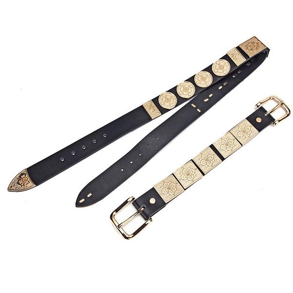 

belts fashion women alloy pin buckle belt three-piece retro double jeans waist waistband female, Black;brown