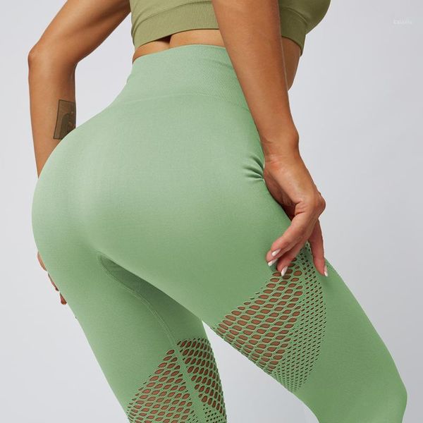 

yoga outfit whouare women leggings for sport gym fitness essentials high waist hip lift side moon grid pants