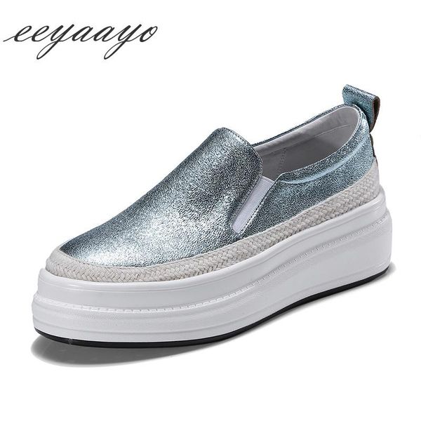 

dress shoes 2021 genuine leather women pumps 5cm round heel slip-on fashion casual platform blue female sheepskin, Black