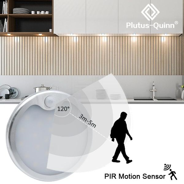 

motion sensor led under cabinet lamp dc12v puck round 24leds control wardrobe lighting cupboard lights light
