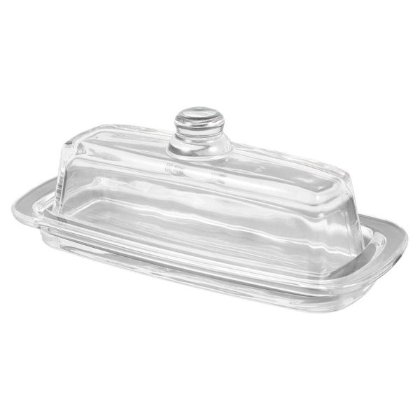 

glass butter dish holder beef tallow dessert cheese with lid dishes & plates