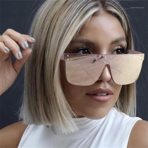 

trendy large flat r oversized women's sunglasses silver mirrored sun glasses for female fashion shades uv400, White;black