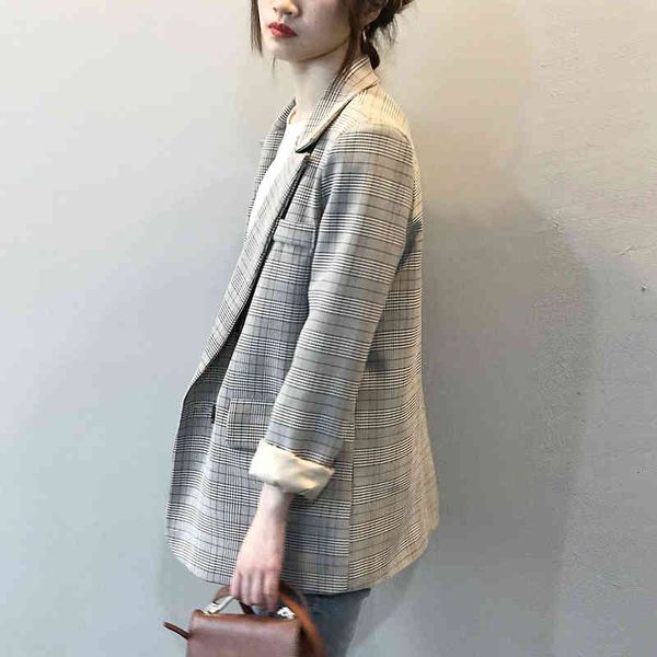 

women's suits & blazers female plaid blazer with buttons, autumn , korean blouse, vintage women's clothing j0bs, White;black