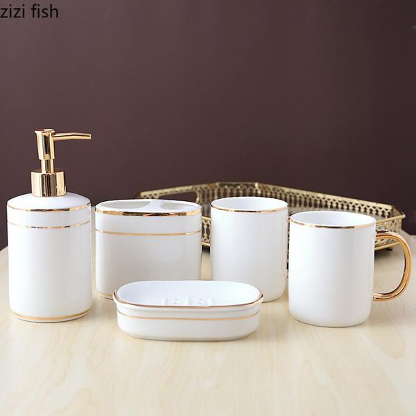 

bath accessory set nordic white phnom penh bathroom five-piece supplies mouthwash cup lotion bottle toothbrush holder toiletries