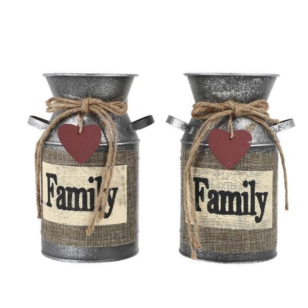 

vases 2pcs iron art flower pot creative retro decorative plant bucket