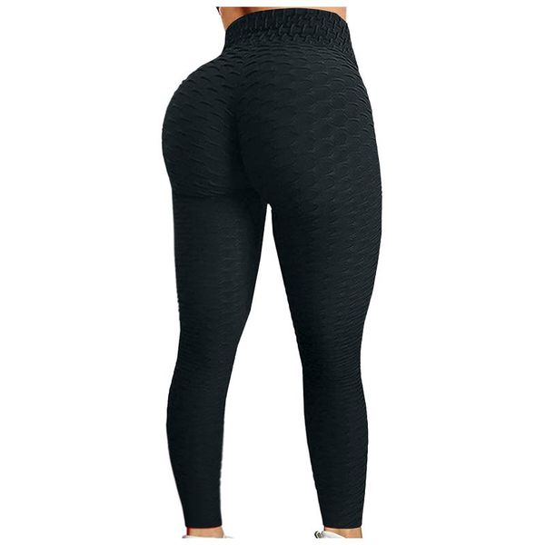 

women's leggings stretch high push fitness up pants exercise women running ladies waist bubble workout hip quick-drying lifting legging, Black
