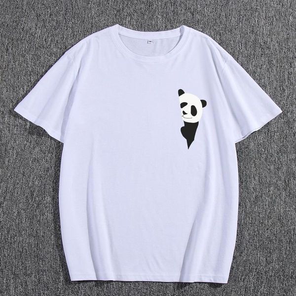 

men's t-shirts summer male t-shirt cotton 100% short sleeve panda print regular fashion t shirt casual loose daily shirts o-neck tee, White;black