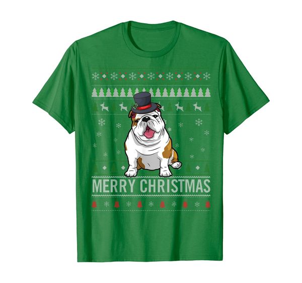 

merry chritsmas british bulldog dog ugly xmas gifts t-shirt, White;black