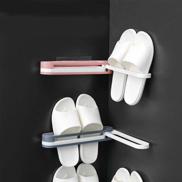 

3/6pcs wall-mounted shoe rack family bathroom storage foldable self-adhesive three-in-one towel plastic slippers clothing & wardrobe