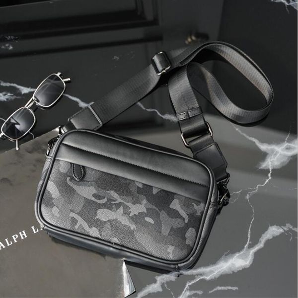 

men handbags street trend printed shoulder bag outdoor waterproof wear-resisting color matching leather handbag personalized camouflage fash