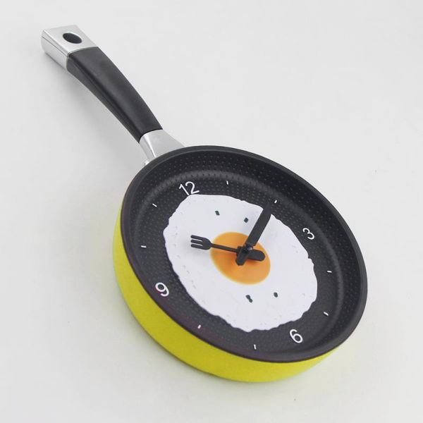 

wall clocks frying pan clock with fried egg - novelty hanging kitchen cafe art home room decoration