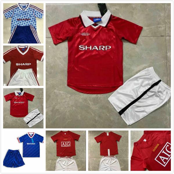 

2007 2008 retro manchester kids kit soccer jerseys 1984 1985 1986 1990 1991 1992 1998 1999 2000 tracksuits cantona giggs solskjaer children, Black;yellow