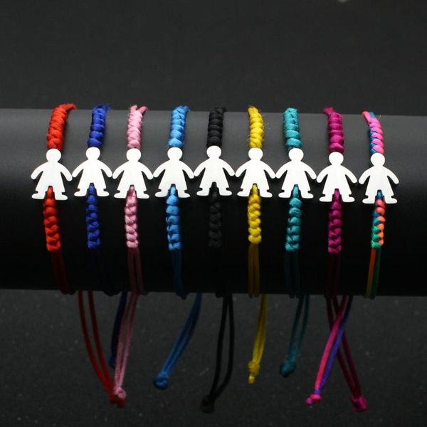

charm bracelets cute bear stainless steel silver color little boy bracelet fashion thread string braid for men women jewelry, Golden;silver
