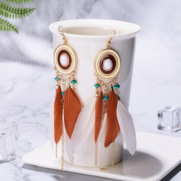 

dangle & chandelier fashion bohemia water drop earrings for women boho ethnic feather long earring vintage handmade jewelry gifts wholesale, Silver