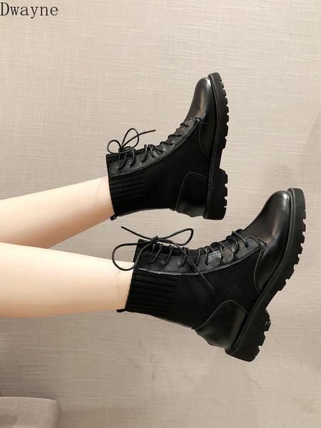 

boots boots female autumn wild socks motorcycle wool mouth 7dd7, Black