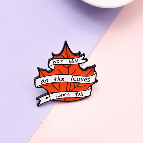 

pins, brooches banner enamel brooch not idly do the leaves of lorien fall lapel pin custom badge for backpack shirt, Gray