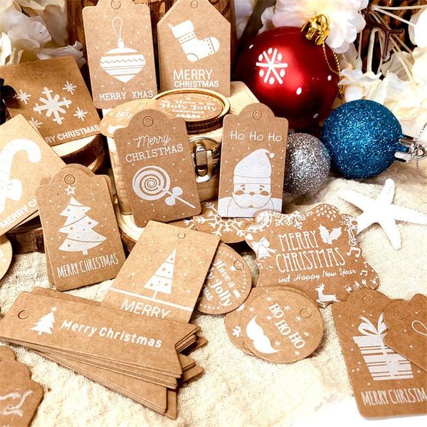 

christmas decorations 50pcs kraft paper tag card with rope gift box labels party supplies navidad xmas year