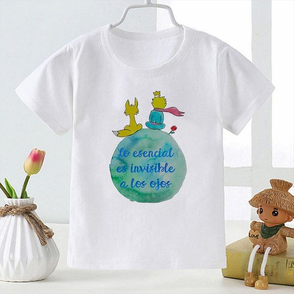 

little prince t shirt girls aesthetic fairy tales basic short sleeve kids fashion summer casual childrens clothin, Blue