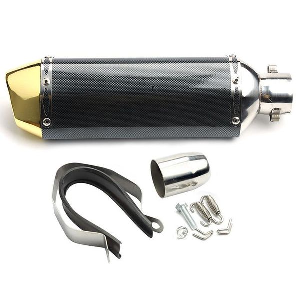 

motorcycle exhaust system 365mm universal carbon fiber muffler pipe with removable db killer slip on 38~51mm