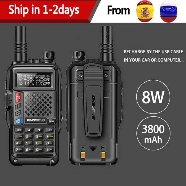 

walkie talkie 2021 baofeng bf-uvb3 plus 8w powerful uhf/vhf dual band 25km long range 3800mah battery handheld radio uv-5r uv5r