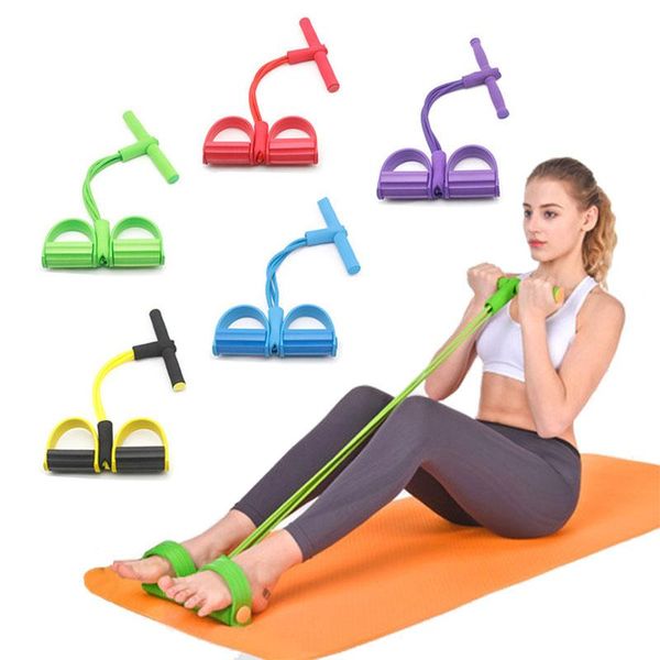 

pull rope equipment fitness pedal ankle puller 4 tube elastic sit up sport gym indoor home abdominal exerciser resistance bands