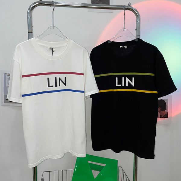 

spring summer europe italy fashion classic letter print tee t shirt women street casual cotton tshir cable pattern tee, cotton fabrics, White;black