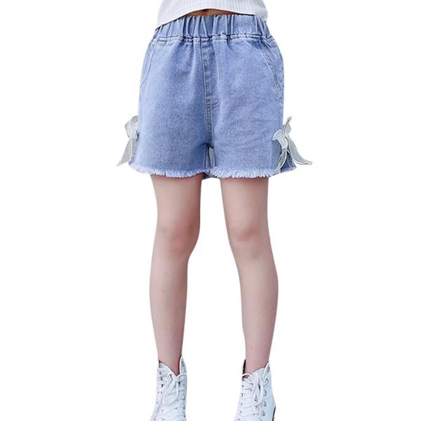 

summer jeans girl bow children's short for girls ripped children casual style clothes, Blue