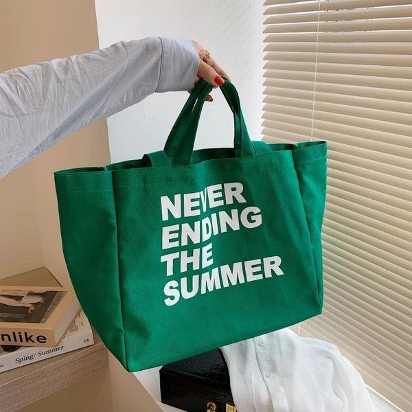

evening bags women letter canvas travel shoulder bag 2021 fashion summer shopping reusable school book female shopper handbag tote purse