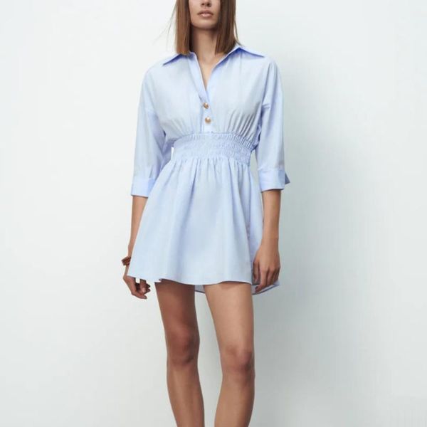

casual dresses summer women's solid color v-neck short-sleeved button-decorated slim dress, Black;gray