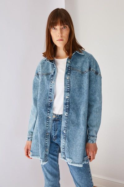 

women's jackets trendyol stitch detail denim jacket tctss21ce0402, Black;brown