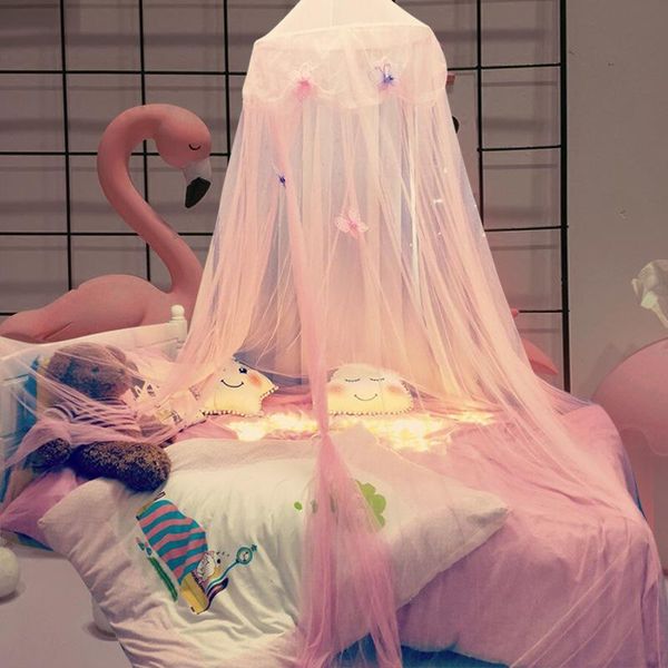 

mosquito net pink princess bed valance girl heart dream butterfly wind dome hanger tray decor hanging play tent