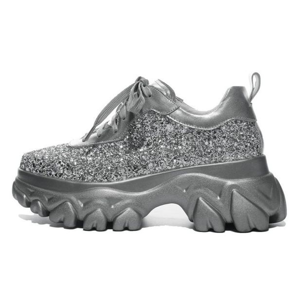 

dress shoes silver lace up platform for women fashion genuine leather high heels quality, Black