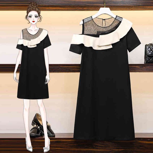 

casual dresses ichoix off the shoulder dressed in black mesh elegant summer vtage short sleeve -4xl big size yr4h, Black;gray