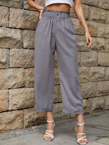 

paperbag waist slant pocket pants y9sx#, Black;white