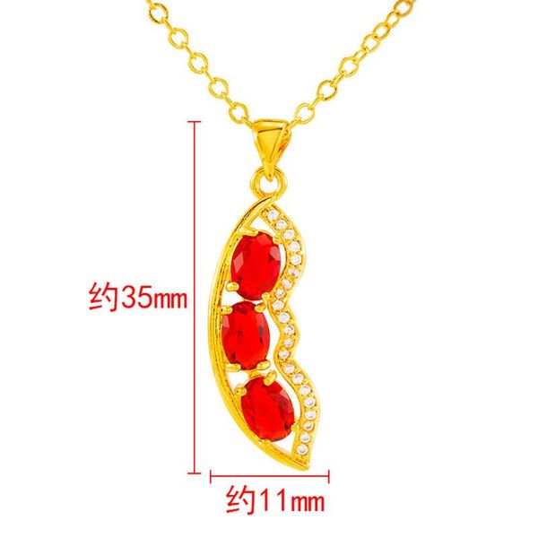 

fashion real 24k gold pea rhinestone pendant necklaces for women wedding engagement jewelry chain necklace choker birthday gifts, Silver
