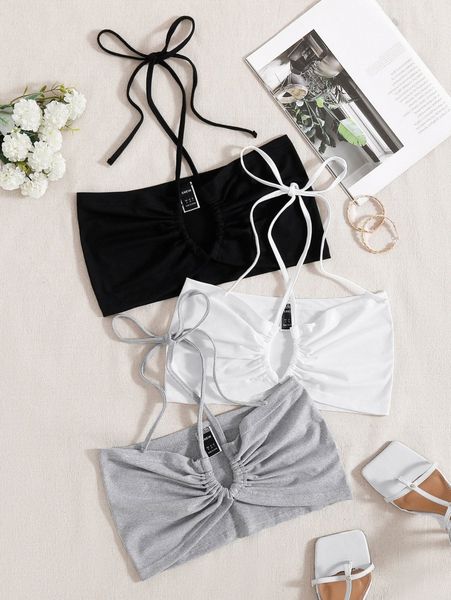 

3pcs tie back crop m3zz#, White