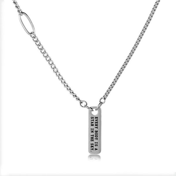 

chains fashion hip hop rectangle necklace metal nameplate pendant for women men jewelry gifts punk necklaces accessories, Silver