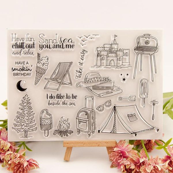 

painting supplies stamps and dies 2021 summer travel stamp with cutting castle tent transparent silicone for diy scrapbooking